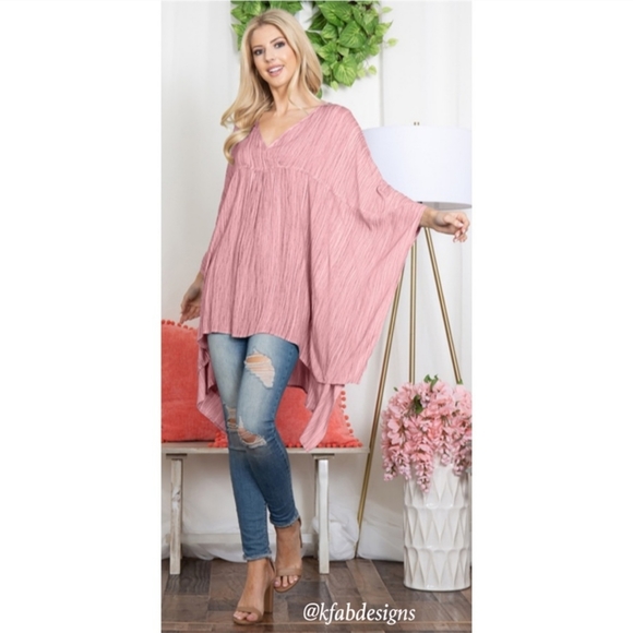 Easel, Gorgeous Dried Rose Color Surplice Neckline Tunic - L - Picture 2 of 6